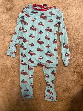 Kickee Pants Light Blue Holiday Truck Pajama Set